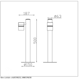 ARNE-LED Post H50cm 1xGU10/5W 350LM 2700K Black