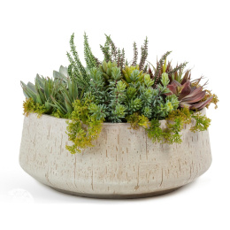 Кашпо TREEZ Ergo Cork Круглое низкое Белый песок