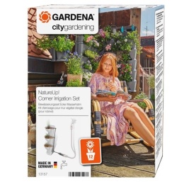 Комплект микрокапельного полива Gardena для вертикального садоводства для 12 угловых емкостей (шланг сочащийся (3/16″), адаптер для микрокапельной системы, штуцер)