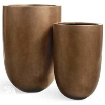 Фото Кашпо TREEZ Effectory Metal Высокий конус-чаша Тёмное матовое золото