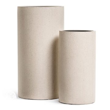 Фото Кашпо TREEZ Effectory - серия Beton - Высокий цилиндр - Белый песок