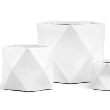 Фото Кашпо TREEZ ERGO Rombo Многогранник Белый камень