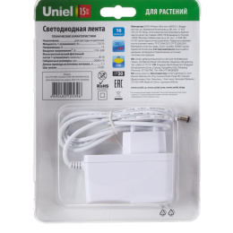 Светодиодная лента Uniel, спектр для рассады и цветения, адаптер, 15 Вт, IP65, 2 м,  блистер