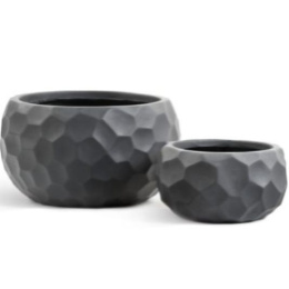 Кашпо TREEZ Ergo Comb Низкая полусфера Тёмно-серый бетон