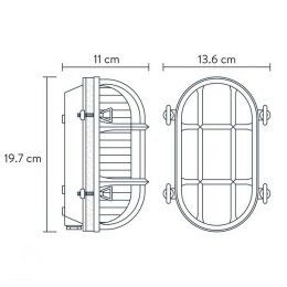 DUDLEY Outside Wall Light Oval IP65 E27/60W Black