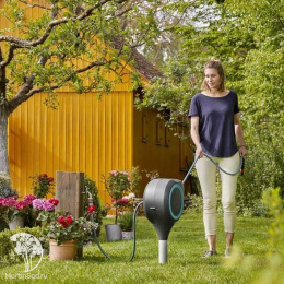 18614-20.000.00 Катушка со шлангом свободного размещения автоматическая GARDENA RollUp M (голубой цвет)