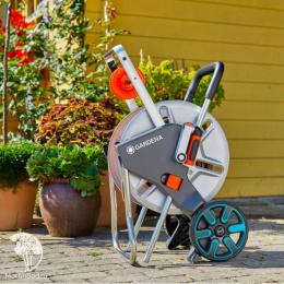 Тележка для шлангов металлическая Gardena AquaRoll M Easy с комплектом для полива