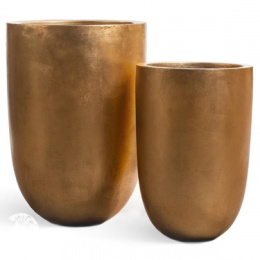 Кашпо TREEZ Effectory Metal Высокий округлый конус Сусальное золото