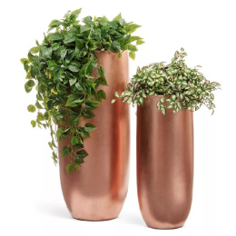 Кашпо TREEZ Effectory Metal Высокий округлый конус Сусальное золото