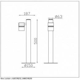 ARNE-LED Post H50cm 1xGU10/5W 350LM 2700K