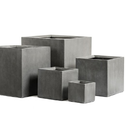 Кашпо TREEZ Effectory - серия Beton - Куб (без вставок) - Тёмно-серый бетон
