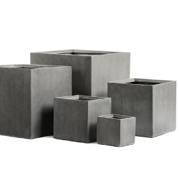 Фото Кашпо TREEZ Effectory - серия Beton - Куб (без вставок) - Тёмно-серый бетон