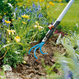 Комплект: Рыхлитель 9 см (насадка для комбисистемы) Gardena + Грабли 30 см (насадка для комбисистемы) + Ручка алюминиевая эргономичная 130 см (для комбисистемы)