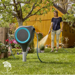 18604-20.000.00 Катушка со шлангом свободного размещения автоматическая 15м GARDENA RollUp S (голубой цвет)