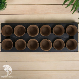 Торфяной горшок, 250 мл, 8 × 8 см, 12 шт., с поддоном